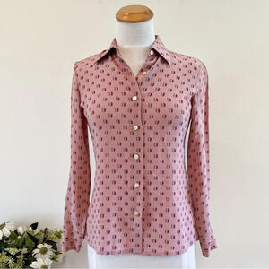 Vintage Lancom Francosis Silk Print Button-Down Blouse Size 12